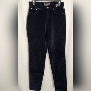 VERSACE 90s Velvet Navy Pants, Size 32, Excellent Vintage Condition Authentic